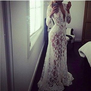 Delicate floor length lace dress
